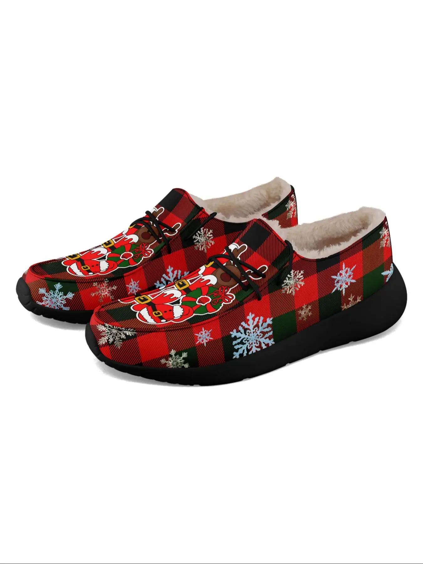 Women's Christmas Cartoon  Pattern Slip on Loafers, Casual Comfortable Flat Shoes for Autumn & Winter, Female All-match Round Toe Shoes for Daily Wear