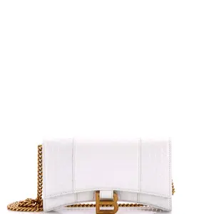 Pre-owned Balenciaga Leather Small Leather Goods Hourglass Chain Wallet Leather