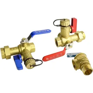 Tankless Water Heater Service Valve Kit with   Valve 3/4-Inch IPS Isolator Clean Brass