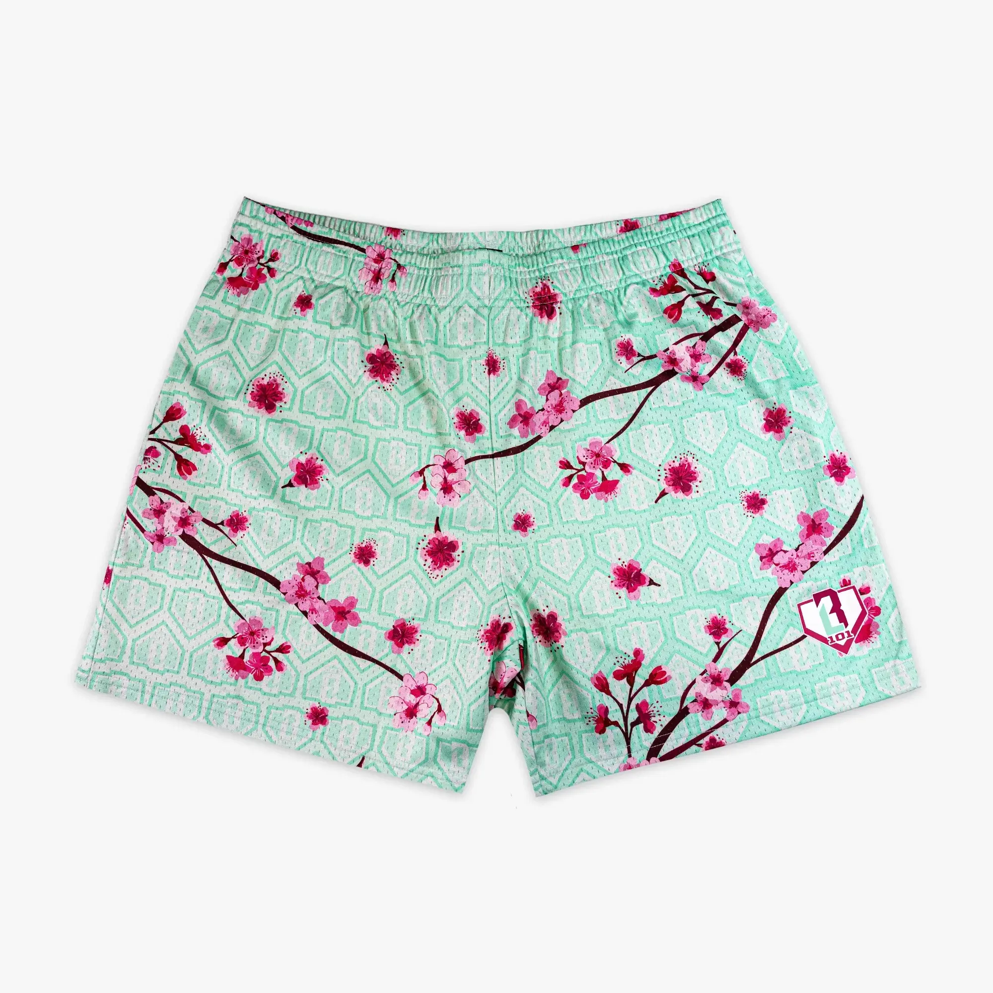 Baseball Lifestyle 101 Batters And Blossoms Mesh Shorts | Lightweight Athletic Shorts | Breathable Sports Shorts | Youth & Adult Unisex