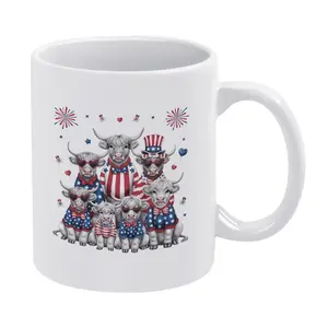 Classic White 330ml Ceramic Coffee Mug with America 250th Anniversary Patriotic Pattern Perfect Souvenir and Daily Use Drinking Cup