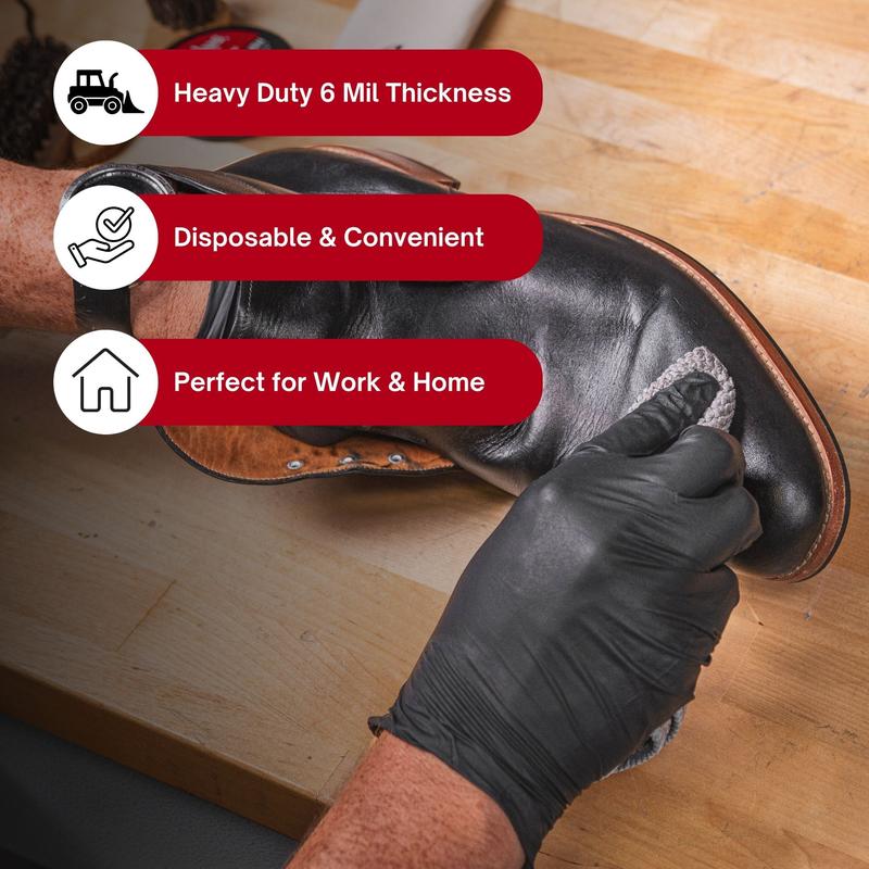 Angelus Black Nitrile Disposable Gloves - 6 Mil - 100 Gloves - Car Detailing & Cleaning Industrial Grade Chemical Resistant Powder-Free Textured Grip