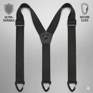 Hidden Suspenders for Men & Women 1.5" Wide Adjustable Heavy Duty Under Clothes Y-Back Braces with 3 Snap Loops