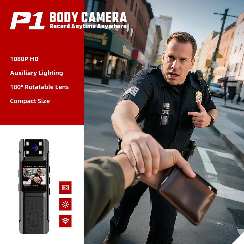 1080P HD Body Camera with 180° Rotating Lens - PortableClip-On Recorder, Night Vision, 130° Wide Angle, USBRechargeable for Security, Workplace Evidence, OutdoorAdventure & Content Creation