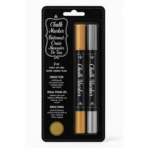 Erasable Gold & Silver Chalk Markers - 2-Pack
