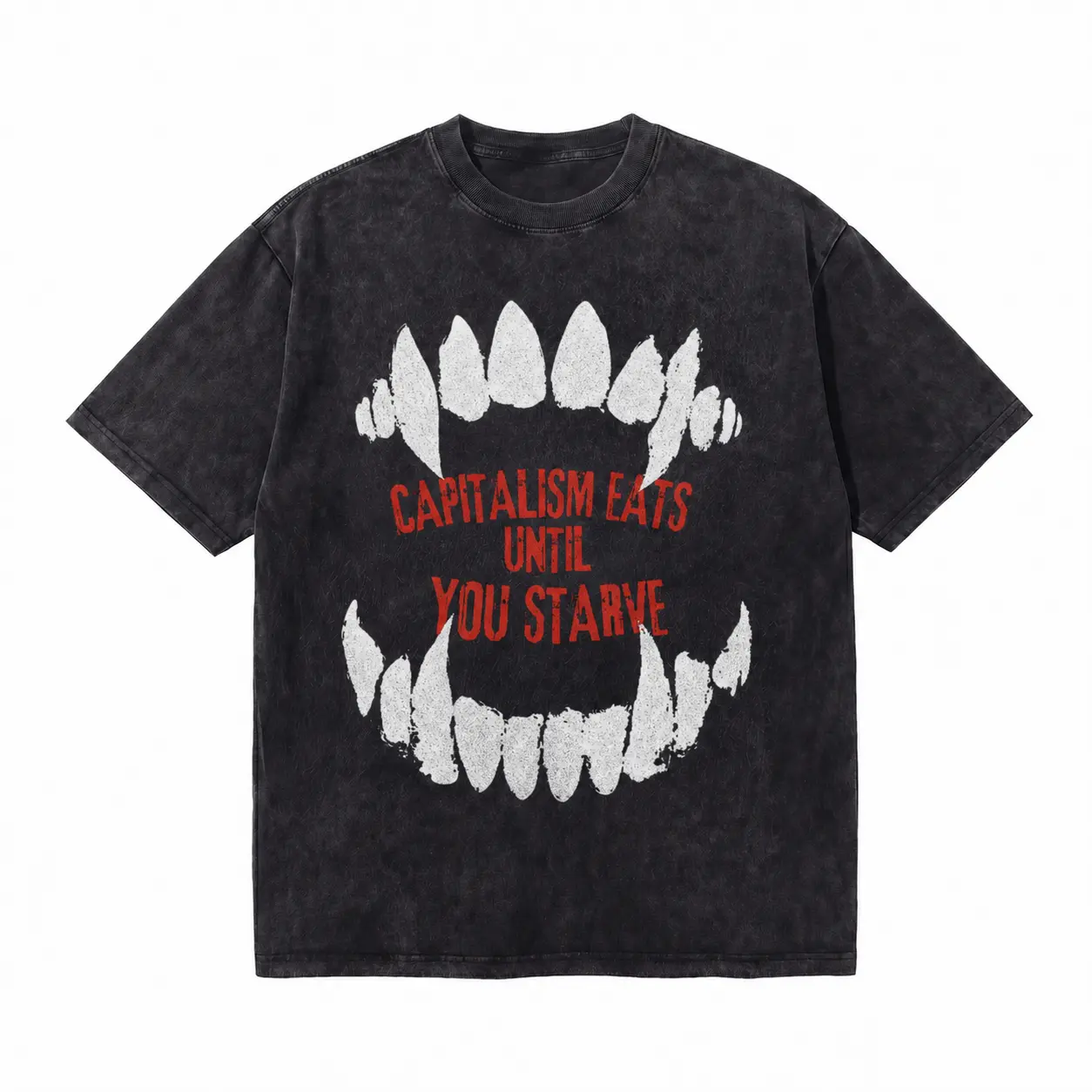 LAWLESSROW Capitalism Eats Until You Starve Fist Vintage Acid Wash Tee