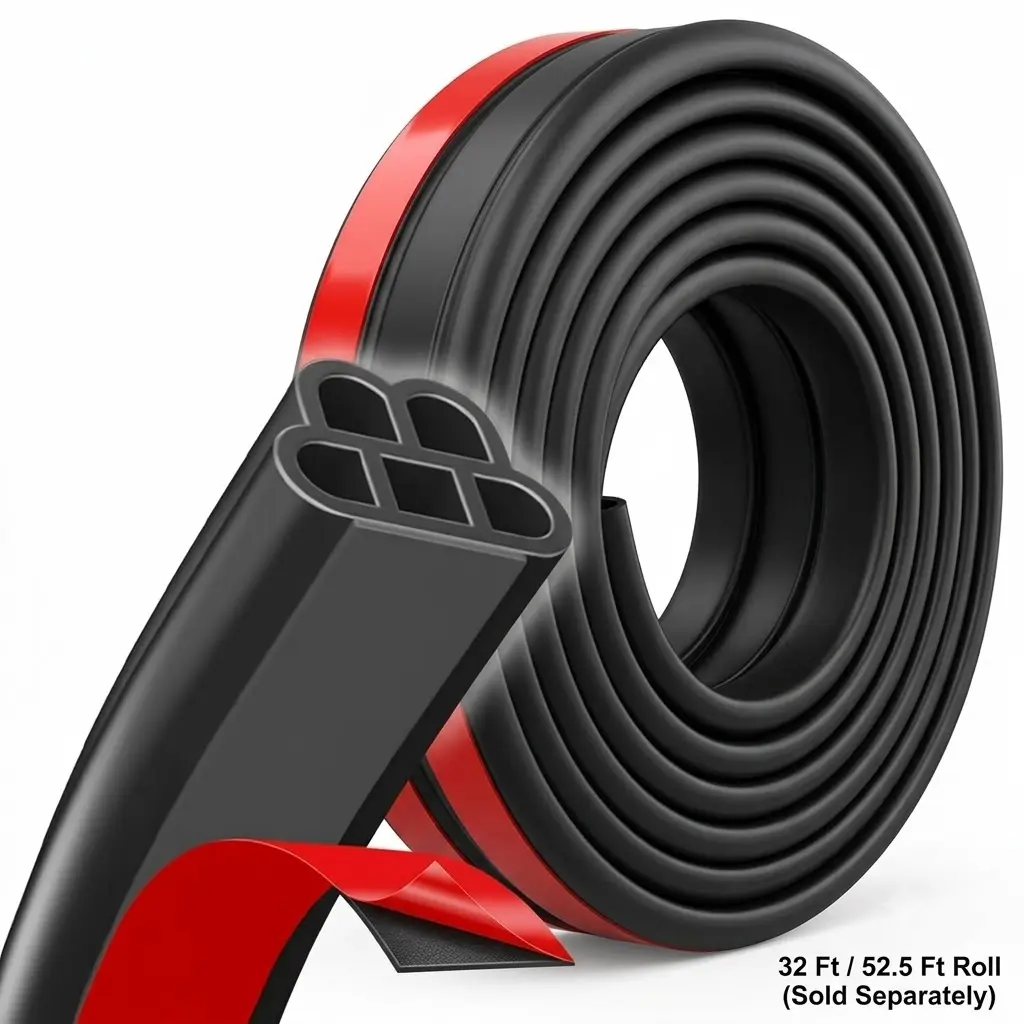 YXCY Car Door Seal Strip 33ft Universal Automotive Weather Stripping Double Layer Auto Rubber Soundproofing Weatherstrip Self Adhesive Soundproof Sealing Strip for Car Rv Hood Cover