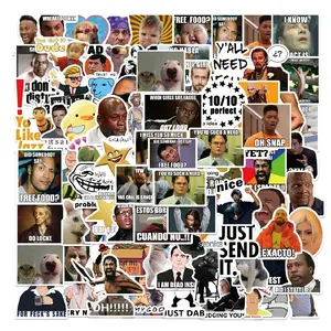 100 Pieces Trendy Funny Meme Vinyl Stickers for Laptop, Luggage, and More