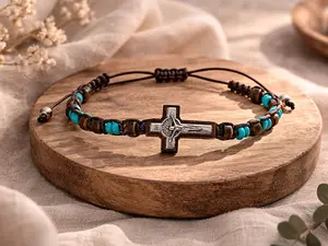 St Benedict Rosary Bracelet | Turquoise Catholic Bracelet | Crucifix Bracelet | Christian Prayer Bracelet | Catholic Gift