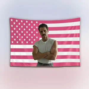 Pedro Pascal Pink Tapestry, Vintage Actor Wall Hanging Decor, Retro TV & Film Art Banner, Bedroom Living Room Wall Art, Gift for Fans