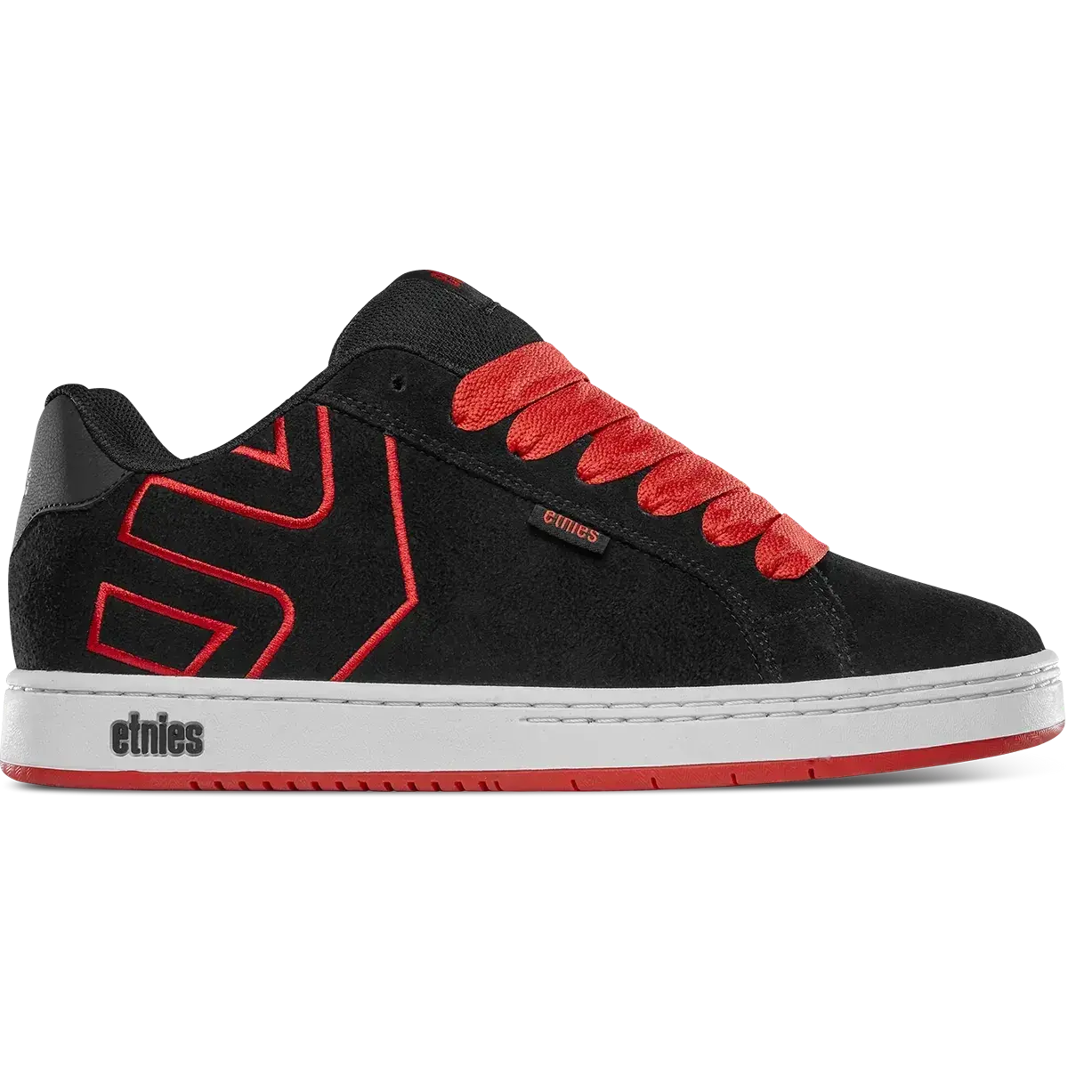 etnies Fader Black/Red Retro Suede Sports Shoes, Padded Cupsole Casual Sneakers with Grippy Rubber Sole for Athletic Skating