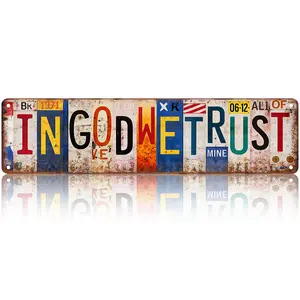 Vintage "In God We Trust" Aluminum Sign 16×4 Inches Faith-Themed Wall Decor for Home Office & Spiritual Spaces Rust-Resistant & Ready-to-Hang Decoration Items Gift bedroom decor gifts for boyfriend wall decor home decor wall art