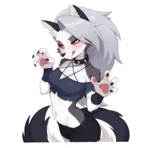 Playful Wolf Girl Anime Vinyl Sticker, Cute Gothic Waifu Paw Pose Decal, Sexy Furry Style, Dark Aesthetic for Laptop, Water Bottle, Phone Case, Car Window, Durable Glossy Finish
