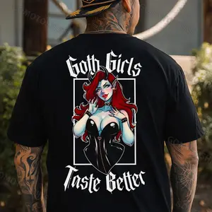 GOTH GIRLS TASTE BETTER Sexy Devil Girl Print Men's T-Shirt
