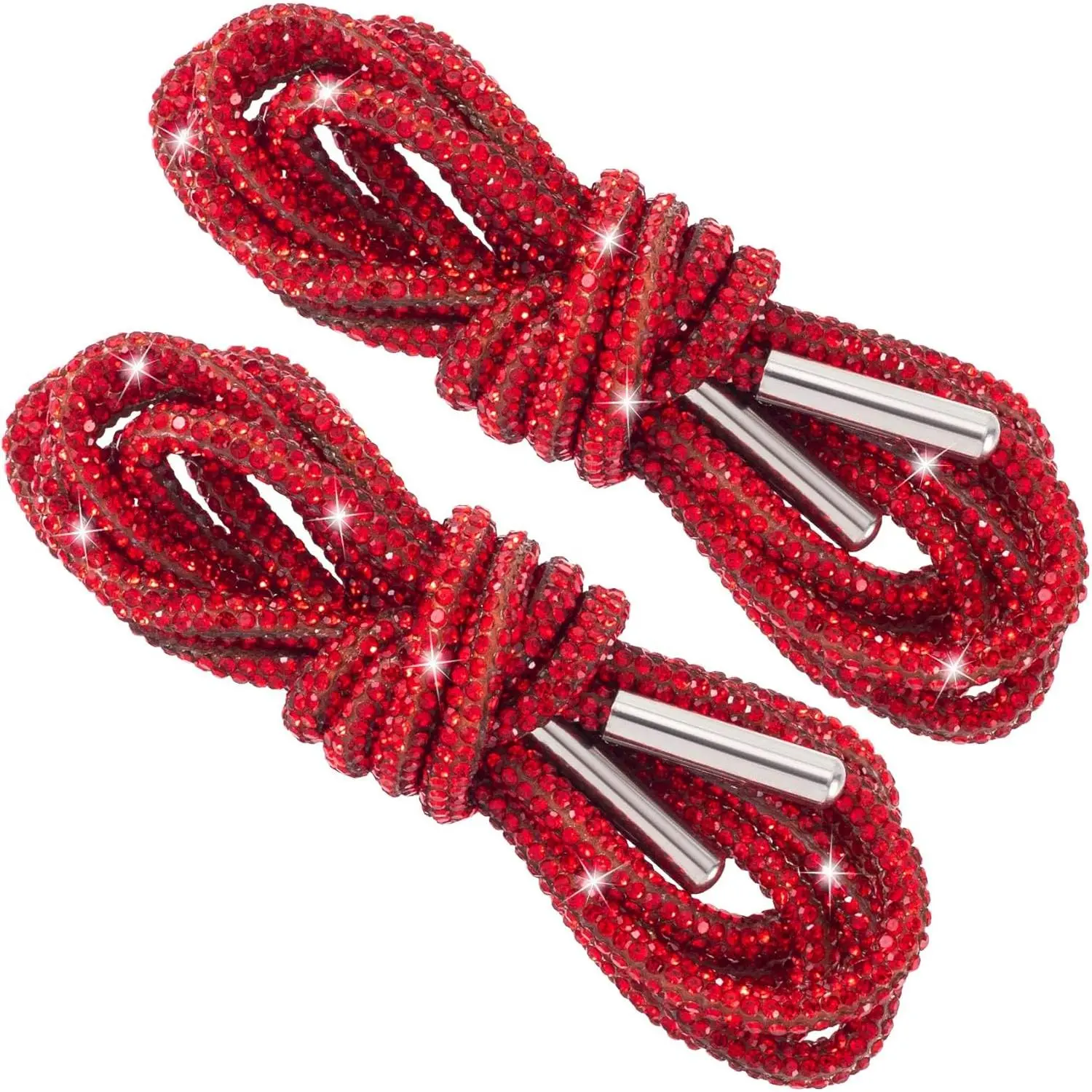 2Pcs Glitter Rhinestone Crystal Shoelaces, Bling Round Drawstring Cords, Decorative Replacement Accessories for Shoes, Hoodies, Sweatpants, Shoelace, Footwear, Bags, Daily Wear, Lightweight, 2 Pieces, Replacement Set