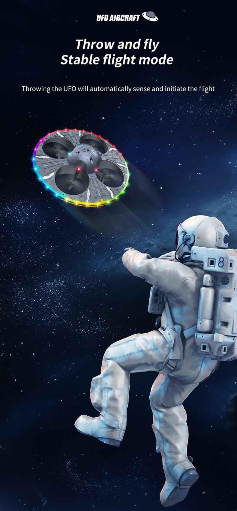 Foam UFO Drone – RC Aircraft with Colorful LED Lights, Auto Hover, 360° Stunt Flips, Toss-to-Fly Feature, Dual Battery Pack