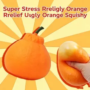 Mandarin Orange Flour Filled Squish Ball, Soft Moldable Fruit Squeeze Fidget Toy, Satisfying Tactile Hobby Collectible, Cute Novelty Stress Relief Gift for Squishy & Sensory Toy Lovers