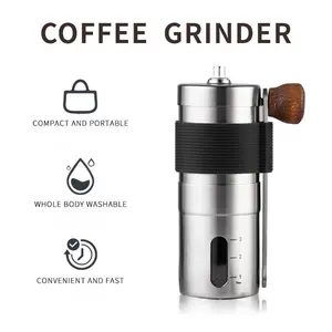 Outdoor camping, upgraded new, portable hand coffee machine 304 stainless steel bean grinder, manual grinder
