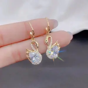 Rhinestone Swan Earrings for Women – Elegant Jewelry Gift for Mom | Mother’s Day