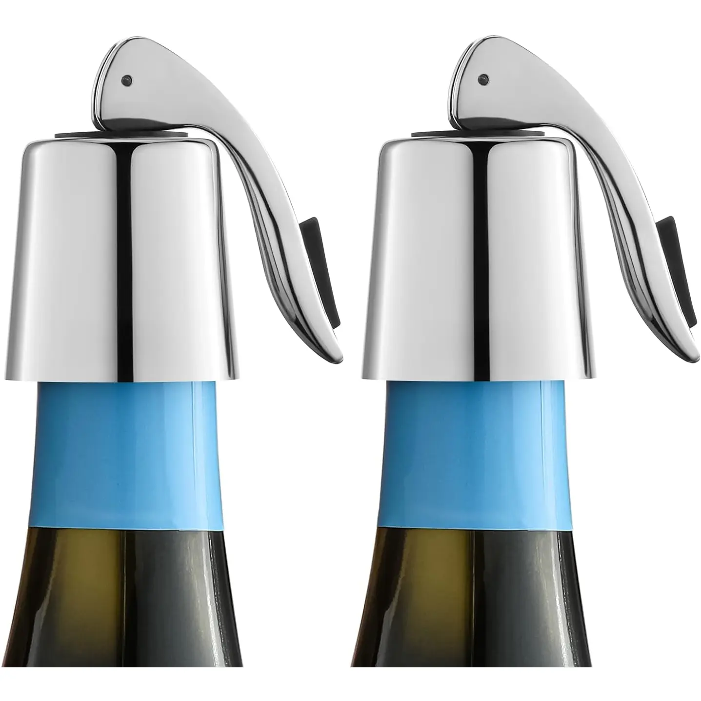 2-Pack Stainless Steel Bottle Stoppers - Kitchen & Bar Utensils, Decorative Sealer, Leakproof Design for Wine Bottle Freshness Preservation, Keeps Fresh Up to 15 Days