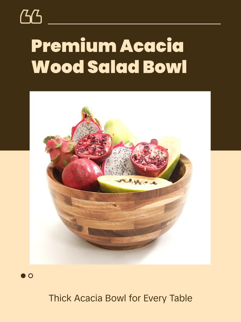 Premium Thick Acacia Wood Salad And Serving Bowl