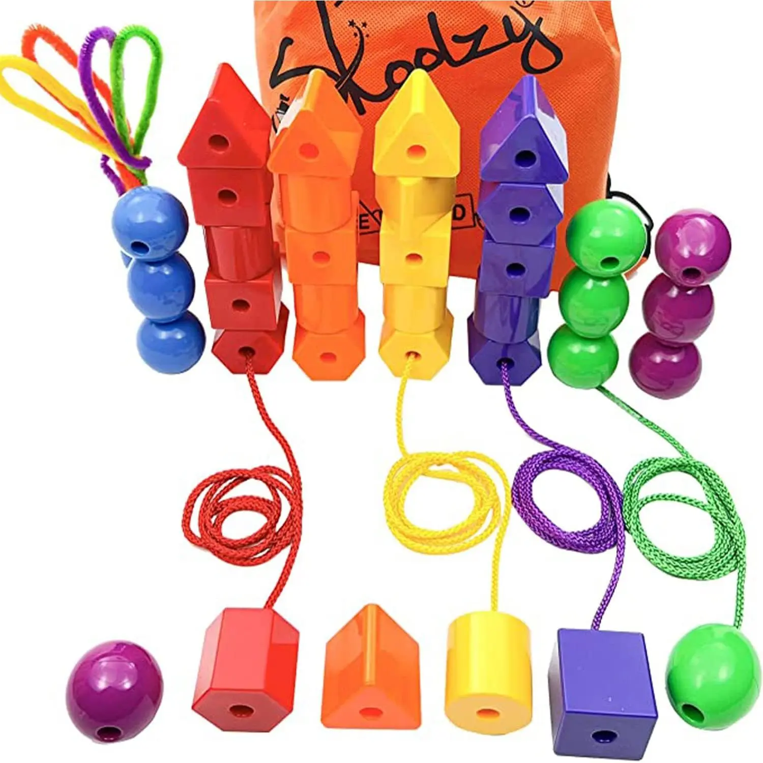 Rainbow Stringing Beads for Toddlers 46 Pcs | Stringing Beads Rainbow Stringing Beads for Toddlers 46 Pcs | Stringing Beads