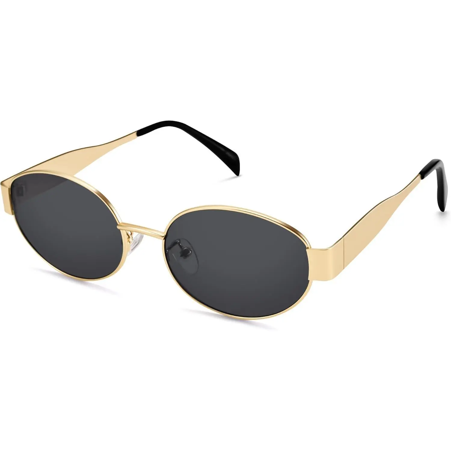 Pro Acme Unisex Retro Oval Sunglasses - UV400 Protection, Gold Metal Frame, Trendy Fashion Eyewear