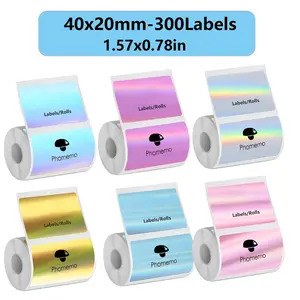 (Not compatible with NIIMBOT machines) 1 roll of 40x20mm thermal label printing film, suitable as birthday and Christmas gift stickers, compatible with phomemo M110/M120/M221/P50 and other label machines