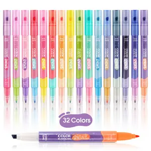 16Pcs Glitter Pastel Dual-Tip Markers, Color-Changing with Mixed Blend & Color Overlay Effect, Broad Fine Tip Pastel Pens for School Office DIY Art