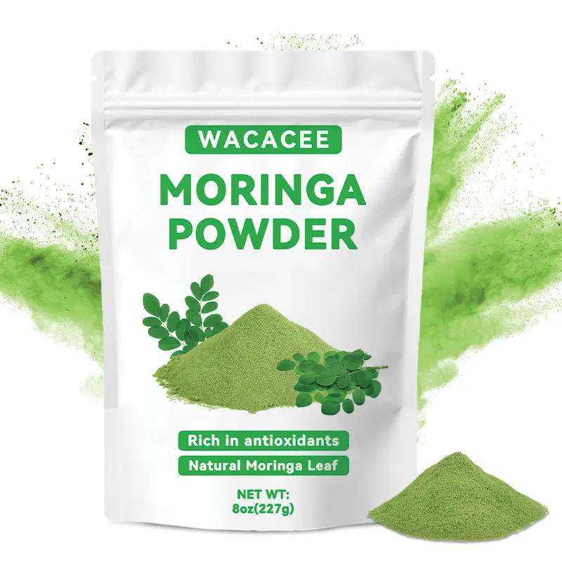 WACACEE Natural Moringa Leaf Powder - Ultra-Fine Ground Young Leaves, 227g Vegan Hydration Powder, Chemical-Free, No Filler Additives, No Sulfur Fumigation, Rich in Antioxidants, Safe for Long-Term Consumption Dietary Ingredient