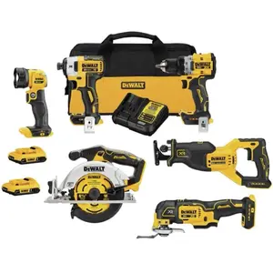 DEWALT 20V MAX* XR Cordless Combo Kit (6-Tool) with (2) Ah Batteries and Charger (DCK648D2)