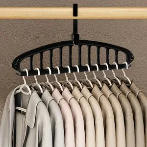 2-Pack Rotating Folding Clothes Hangers, 11-Hole Storage Rack, Multi-Functional No-Mark Hanger, Anti-Slip Magic Fold Drying Rack, Organizer Tool