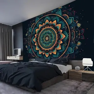 1 piece, Luxury Peach Velvet Mandala Tapestry - Soft Polyester, Vintage Pattern, Horizontal Knit Fabric, No Power Required Easy to Hang Perfect for Living Room Bedroom Decor, Indoor Use, Adds a Touch of Elegance and Sophistication to Any Decoration Items