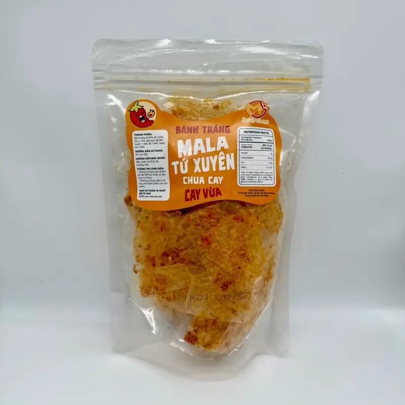 Sour & Spicy Mix Rice Paper 180g - Bánh Tráng Tứ Xuyên Chua Cay 180g - (Medium Spicy)