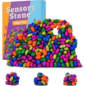 550pcs Fidget Toys Adults,Stress Relief Sensory Toys for Autism ADHD Anxiety,Smooth Ferrite Stones Desk Fidgets Toys,Fidget Toys Gifts(6colors)