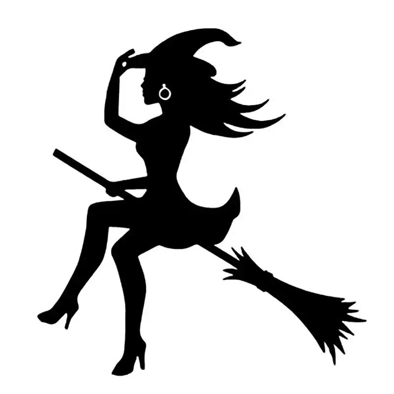 YJZT Witch on Broom Vinyl Halloween Decal, Waterproof & Durable Spooky Truck Car Decal, Universal Exterior Accessory for Vehicles, Fits Cars, Motorcycles, Decals For Truck
