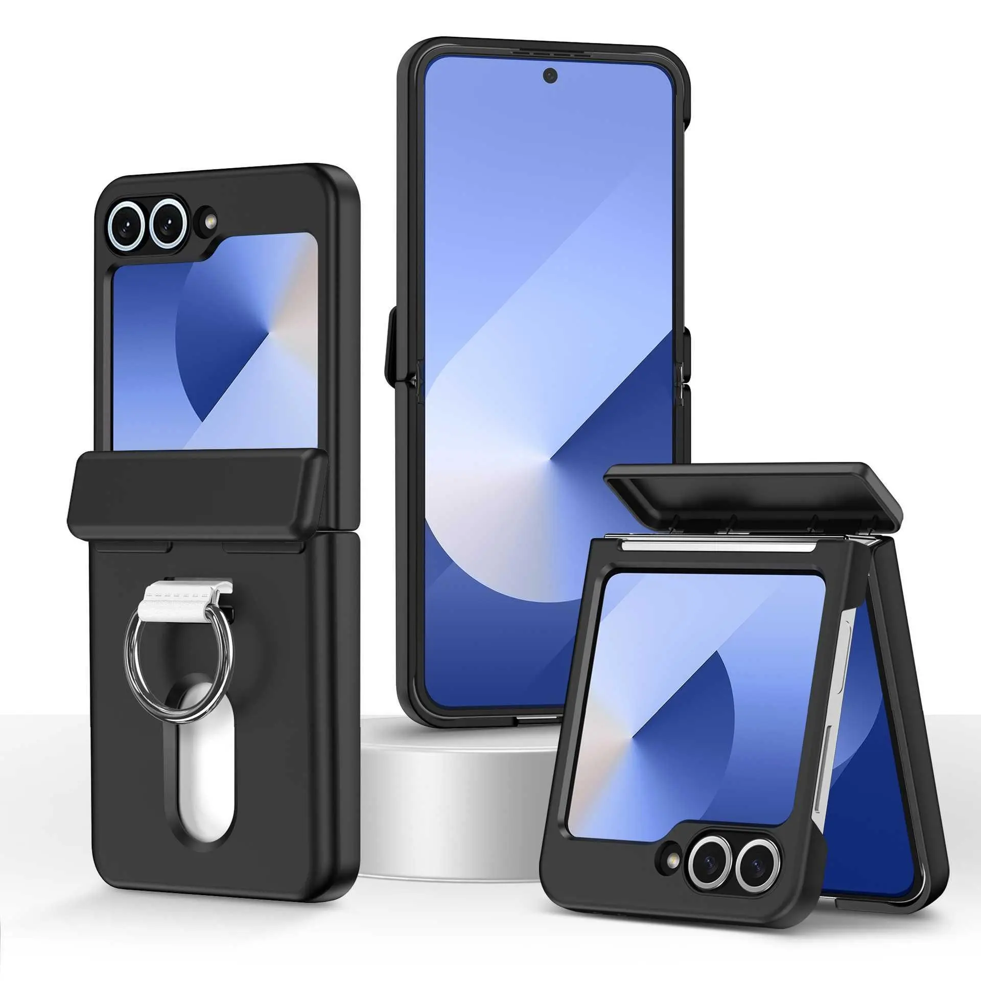 For Samsung Z Flip 8 Hinge Wallet Folding Phone Case Wrist Strap For Samsung Z Flip 7 Card Slot Shockproof Cover HNAG80Dccdv