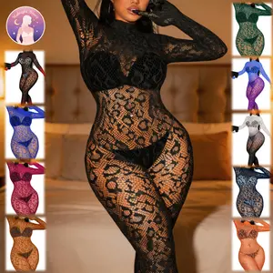 Women's Leopard Print Mesh Bodysuit, Sleeveless Elegant Slim Fit One-Piece, Sexy Christmas Themed Lingerie for Women, Sheer Mesh Bodysuit, Stretchy Lingerie