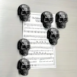 4pcs Stainless Steel Funny Spooky Skull Refrigerator Decorating Magnets, Home Holiday Decoration Stickers, Fridge Decorations, Home Decor, Halloween