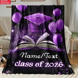2026 Graduation Blanket Pattern Purple Art Outdoor Custom Name Portable Blanket-Lightweight Home Furnishings Bedding Blanket Suitable for Travel Camping Living Rooms Offices Sofas Chairs and Beds-Soft and Warm Fabric Digital Printed Blanket