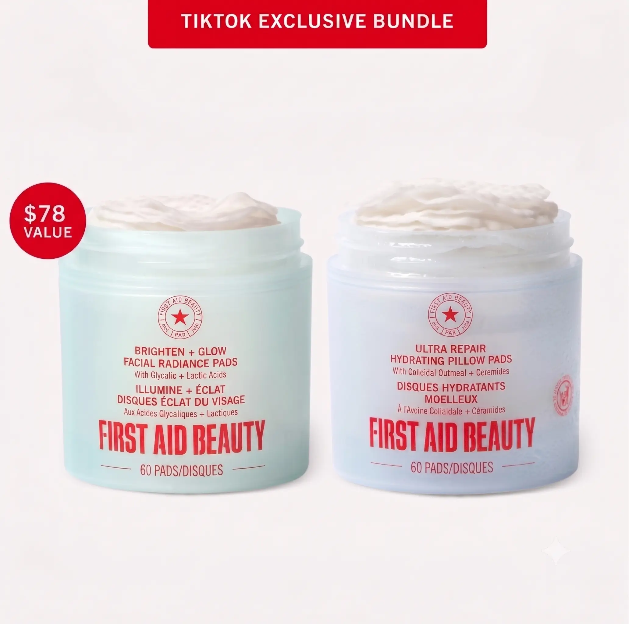 First Aid Beauty TTS Exclusive AM/PM Pads: Facial Radiance Pads 60ct & Hydrating Pillow Pads 60ct First Aid Beauty TTS Exclusive AM/PM Pads: Facial Radiance Pads 60ct & Hydrating Pillow Pads 60ct