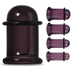 14 count/10pcs Glass Ear Gauge Stretching Kit - Flat Design  Stretching Plugs, 14g-00g, Comfy Short Tapers Expanders with Rubber Rings (4 Color Variants)