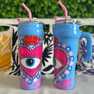 Hand Painted Stainless 40oz Tumbler - Evil Eye