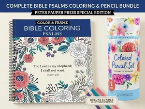 Inspirational Coloring Book & 72 Colored Pencil Bundle – Spiral Bound Floral Scripture Art Set