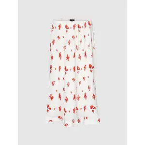 URBAN REVIVO Women's Knot Front Printed Polyester Maxi Skirt, Casual Straight Fit with Slight Stretch, Clothes