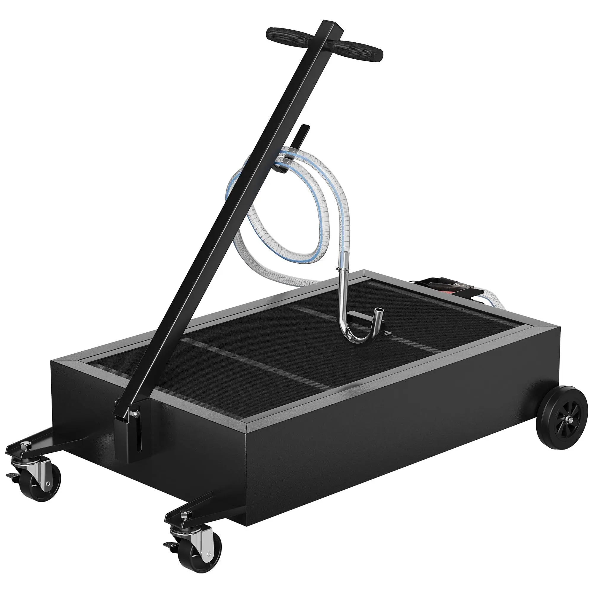 GARVEE Black 20 Gallon Low Profile Electric Oil Drain Pan, 12V Pump, 6.5FT Hose, Folding Handle & Rolling Cart - Heavy-Duty for Trucks, RVs, SUVs