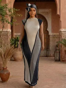 Women's Elegant Geometric Print Robe Set, Multicolor Shawl Dress + Long Headscarf Hairband, Beach Sun Protection Satin Scarf