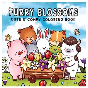 Fluffy Animal Coloring Book, 24 Stress-Relieving Designs, 7.9in X 7.9in, Thick Paper, Perfect Gift for Adults, Kids, Holidays, Parties
