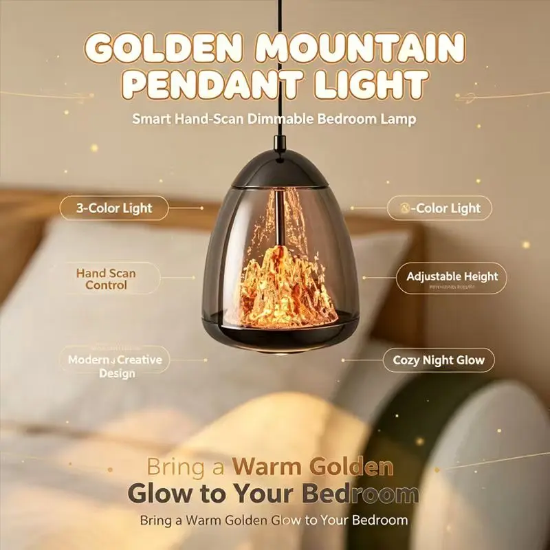 Christmas Golden Mountain Shape LED Nightlight - Cozy Warm Glow Home Decor, Holiday Bedroom Ornament, Unique Gift for Festive Occasions