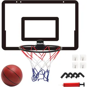 15.8" x 10.2" Large Basketball Hoop Indoor for Adults, Over The Door Basketball Hoop with Sturdy Backboard, Big Basketball Toys Gifts Ideas for Man Kids Teens Boys Girls, Black